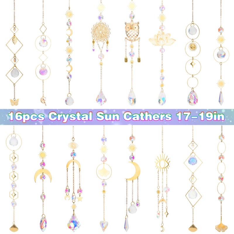 HYBEADS 16 pcs Crystal Suncatcher, Colorful Suncatchers Sun Catchers Indoor Window Hanging Ornaments for Home Garden Ceiling Christmas Party Wedding Indoor Outdoor Decoration Prism Rainbow Maker - Image 2