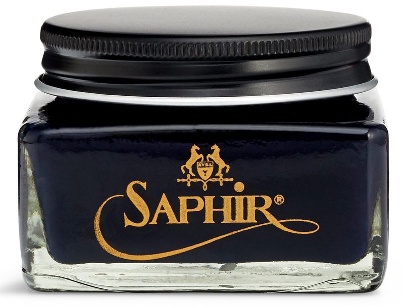 SAPHIR Medaille d'Or Pommadier Cream 75ml â€“ Natural Cream Leather Shoe Polish, Leather Conditioner for Boots, Handbags - Navy Blue - Image 1