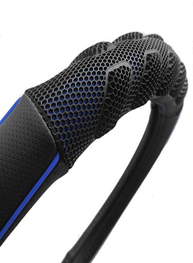 Flying Banner Car Steering Wheel Cover Synthetic Leather Massage Universal 15 inch/38CM Breathable Anti-slip Protector for Auto/Truck/SUV/Van - Black Blue - Image 4