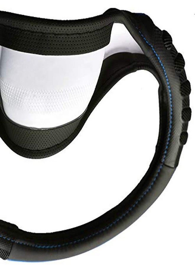 Flying Banner Car Steering Wheel Cover Synthetic Leather Massage Universal 15 inch/38CM Breathable Anti-slip Protector for Auto/Truck/SUV/Van - Black Blue - Image 5
