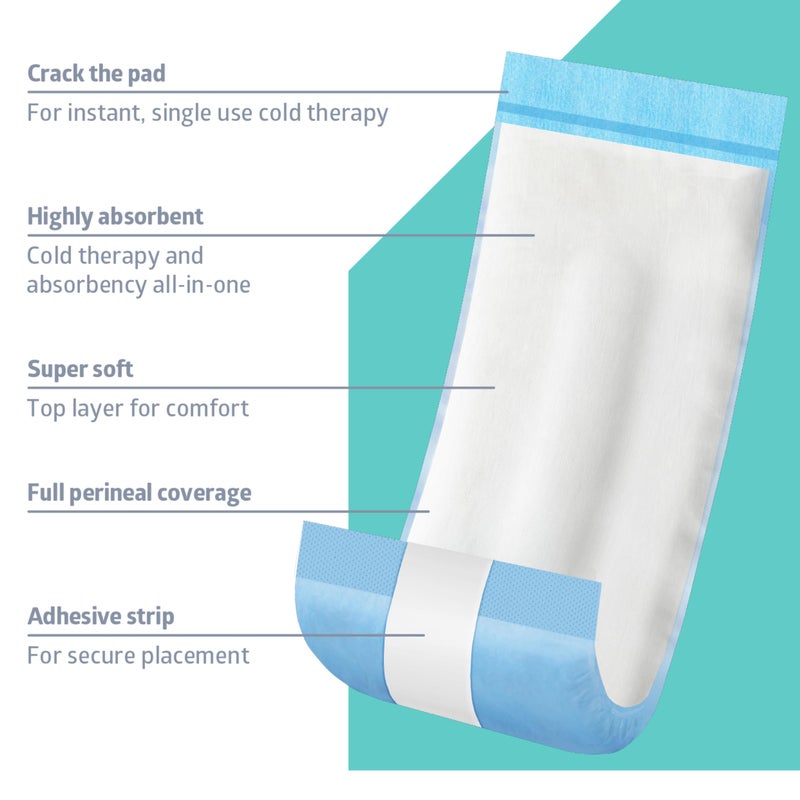Medline 2-in-1 Absorbent Perineal Pad and Instant Cold Ice Packs for Postpartum Care (8 Count). Ready-to-use Essential for After Delivery, Maternity, Postpartum Care - Image 3