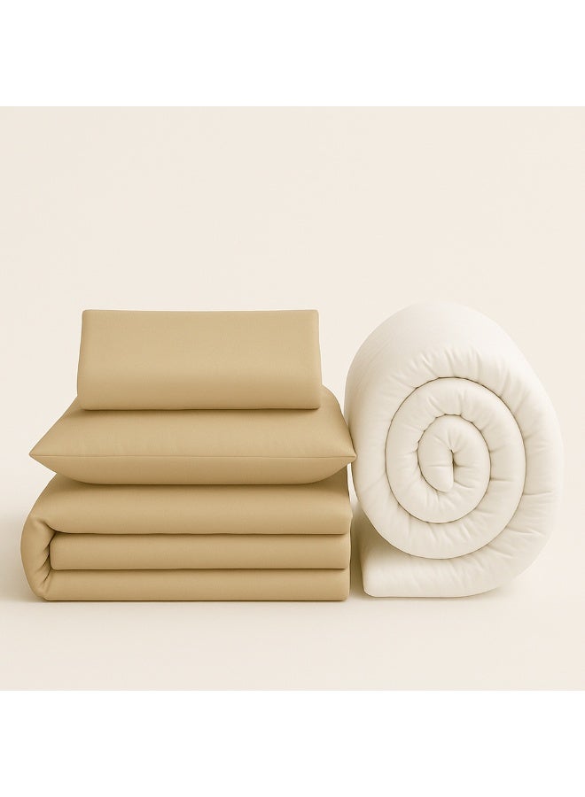 bukhamseen Luxury Cotton Hotel Quilted Bed sheet set, with 300 Thread Count 7 Pieces (stiched filling) Alfaisaliea - Image 3
