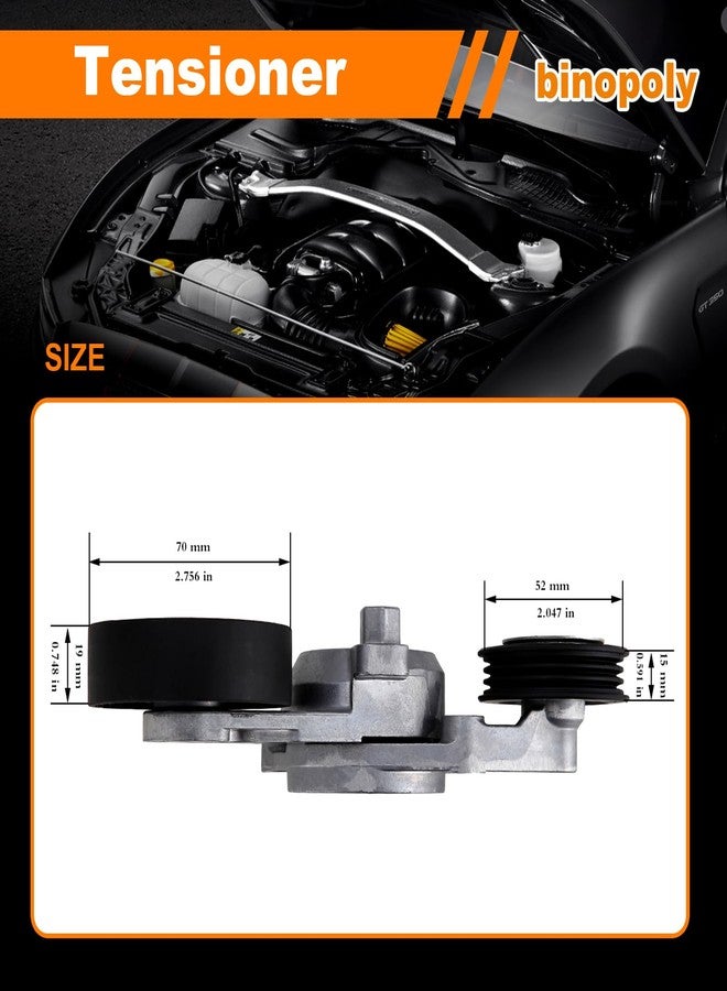 binopoly 39095 Drive Belt Tensioner Assembly With Pulley For 2010-2011 Toyota Camry 2.5L OE#16601-0V010 89659 166010V010 - Image 3