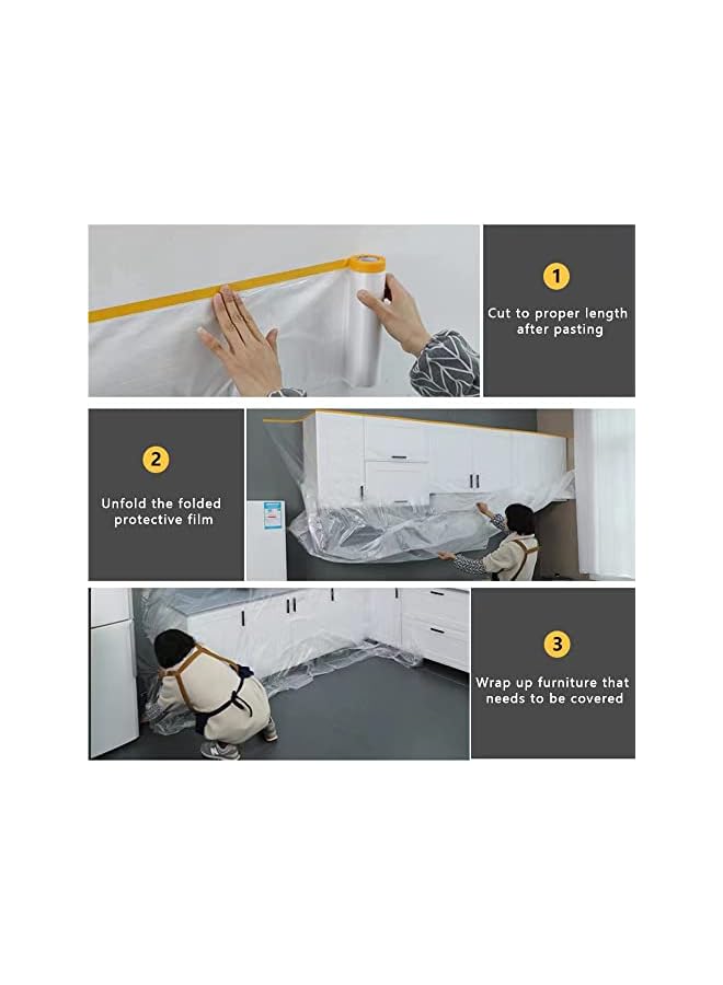 PROMASS promass Taped Masking Film - for Automotive Covering Painting Paint Masking, Furniture and Floors and Appliance Protection. (Size - 3.6 x 65-Feet roll)  - Image 3