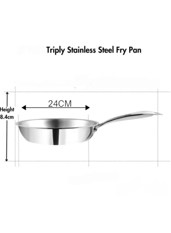 WEKTU TRIPLY Stainless Steel Fry PAN with LID Induction COOKWARE Fry PAN 24 CM Fry Pan 24 cm Diameter with Lid 2 L Capacity (Triply, Induction Bottom) - Image 2