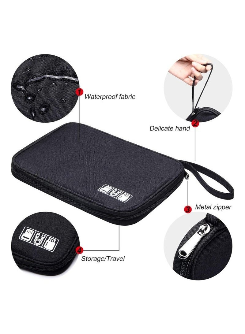 ترافل شنطة تنظيم كابلات السفر والاكسسوارات الإلكترونية، شنطة تنظيم أسلاك محمولة للكابلات والشاحن والموبايل وUSB وبطاقة اس دي وسماعات الأذن وغيرها من الاغراض، لون أسود - Image 4