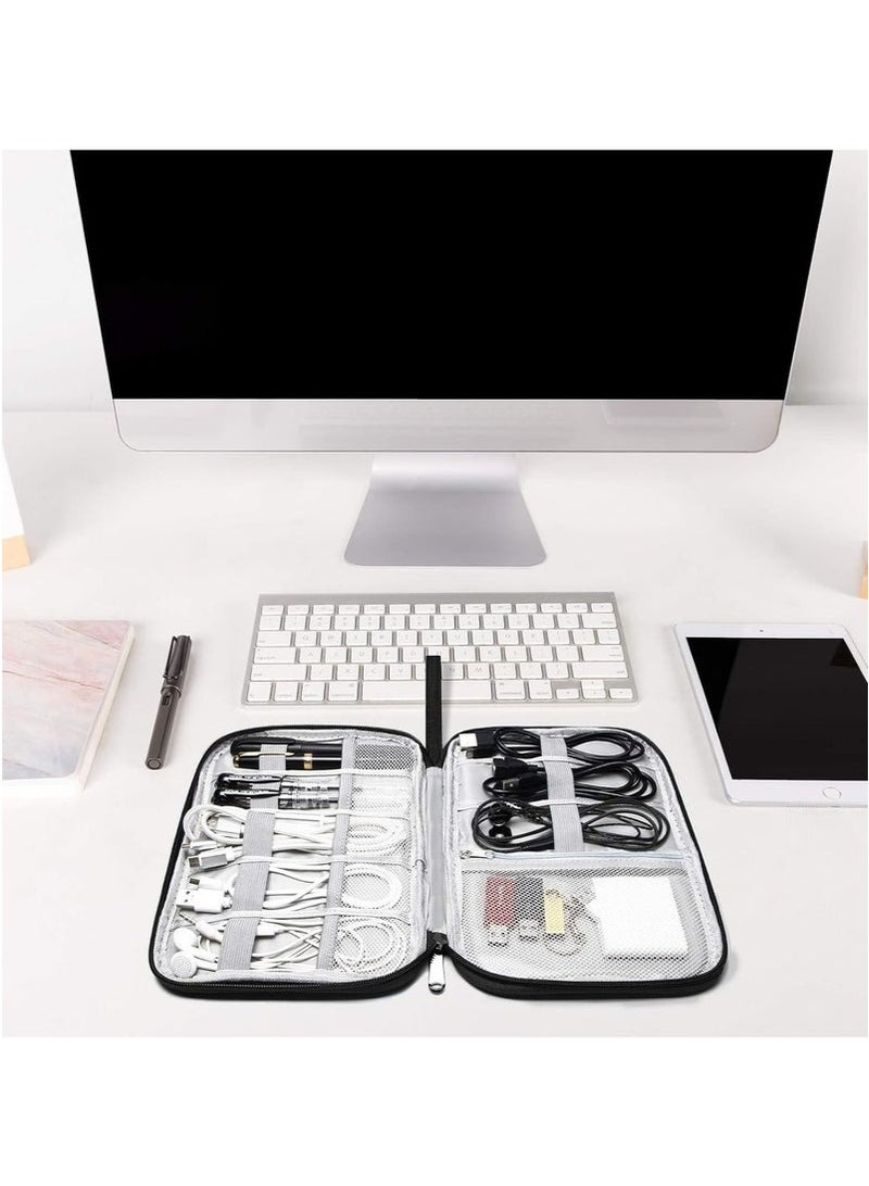 ترافل شنطة تنظيم كابلات السفر والاكسسوارات الإلكترونية، شنطة تنظيم أسلاك محمولة للكابلات والشاحن والموبايل وUSB وبطاقة اس دي وسماعات الأذن وغيرها من الاغراض، لون أسود - Image 2