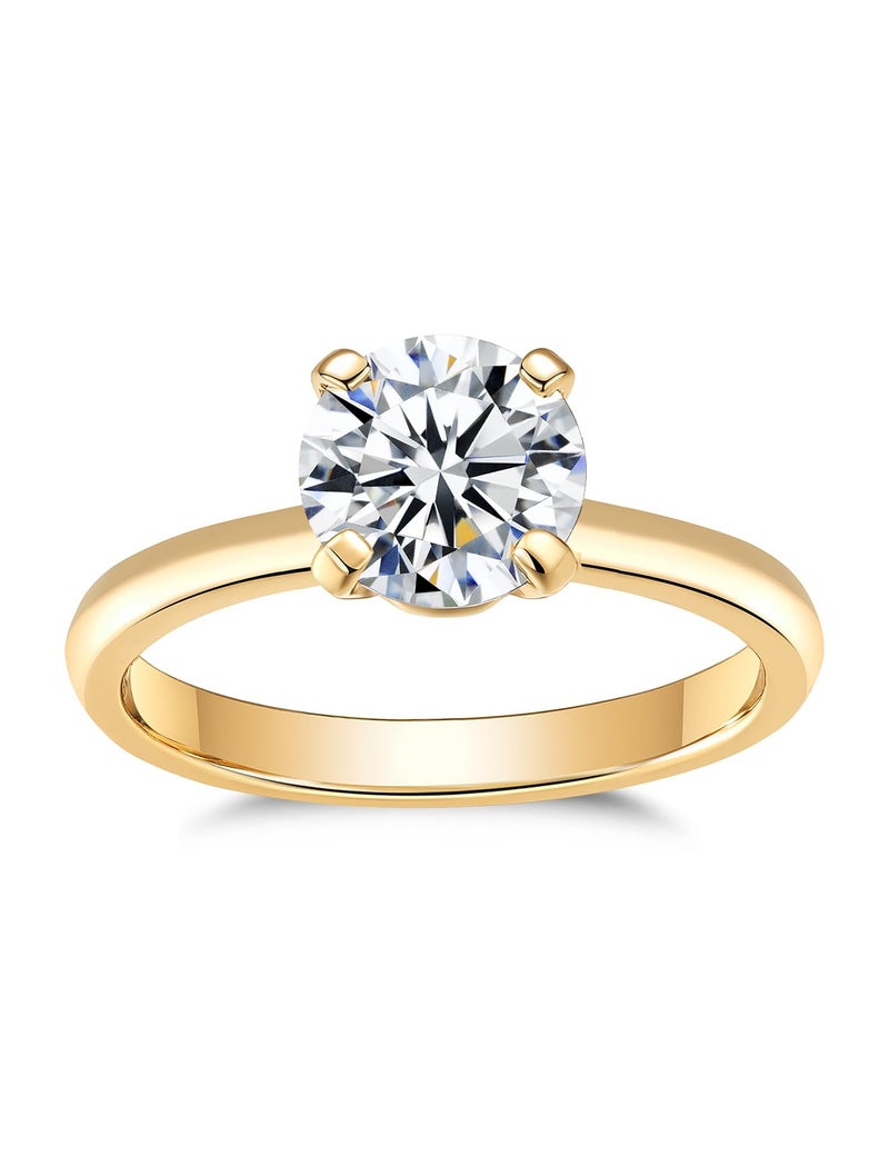 IMOLOVE Moissanite Solitaire Engagement Ring for Women Women's Engagement Rings Moissanite Promise Rings 1CT D Color Wedding band 925 Sterling Silver with 18K Yellow Gold Plated-7.0 - Image 1