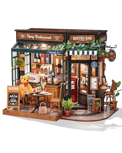 Rowood Miniature House Kits for AdultsDIY Mini House Building KitWooden Dollhouse Kit with LED for Adults Beginners as Birthday Tipsy Restaurant - Image 1