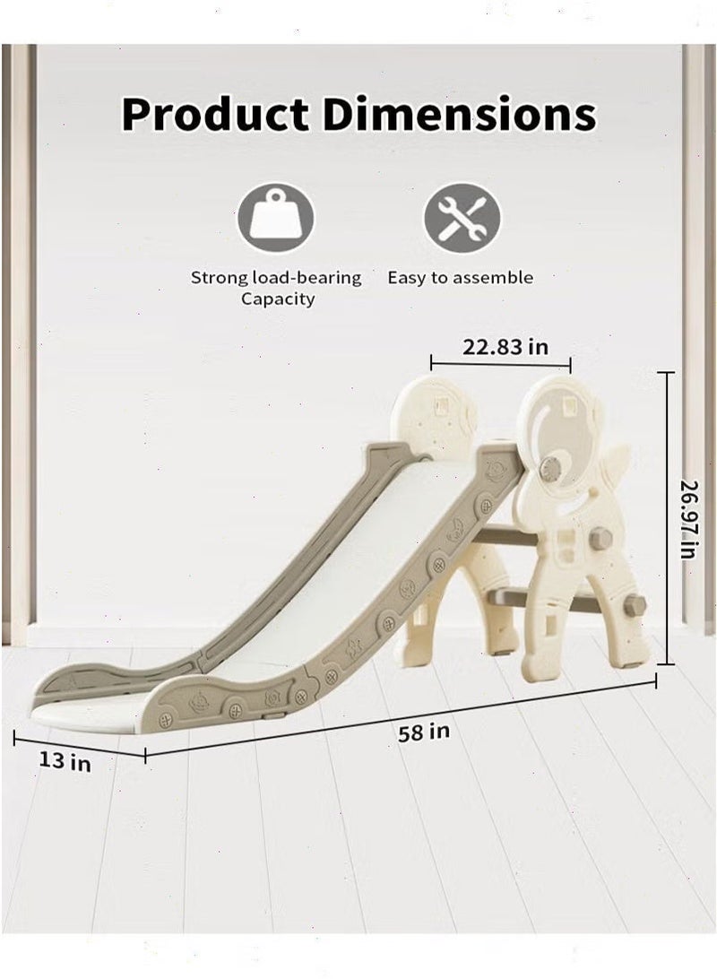 3-in-1 Kids Slide with Basketball Hoop & Climbing Frame - Foldable Toddler Slide for 1-3 Years Indoor Outdoor Playground - Image 2