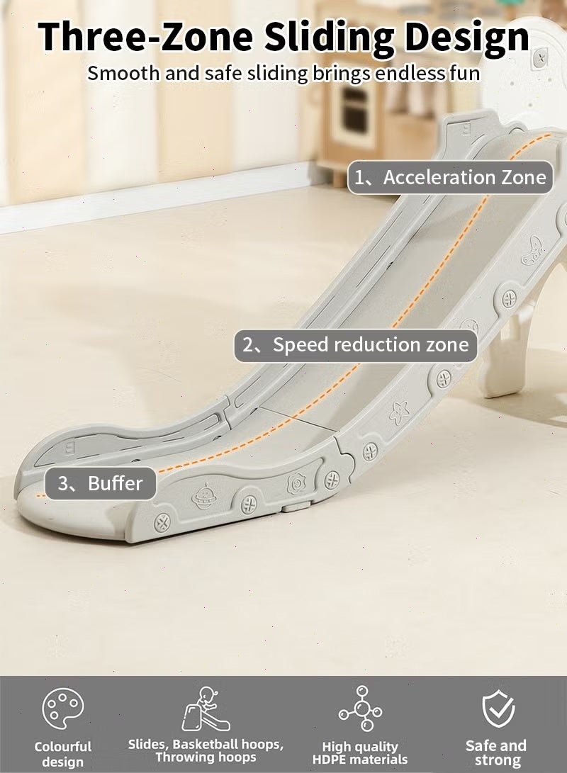 3-in-1 Kids Slide with Basketball Hoop & Climbing Frame - Foldable Toddler Slide for 1-3 Years Indoor Outdoor Playground - Image 4