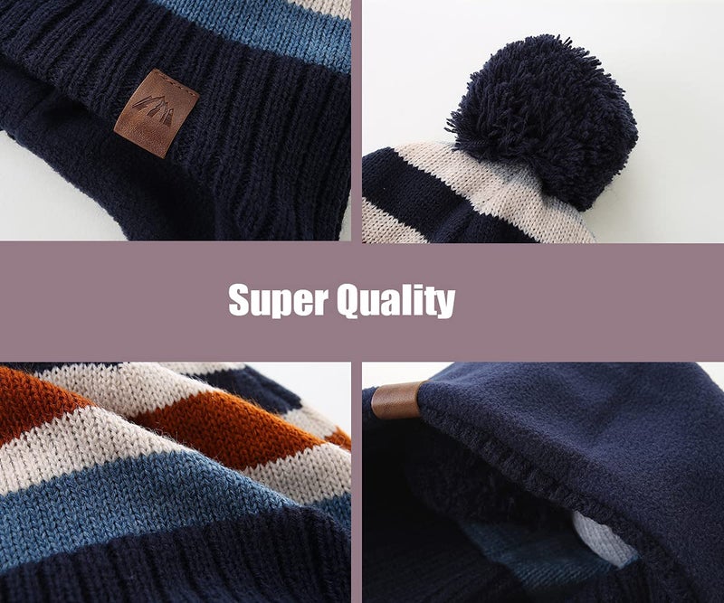 Moon Kitty Baby Hats for Boys and Girls - Upgrade Soft Pompom Fleece Lining Boys Winter Earflap Hat - Image 3