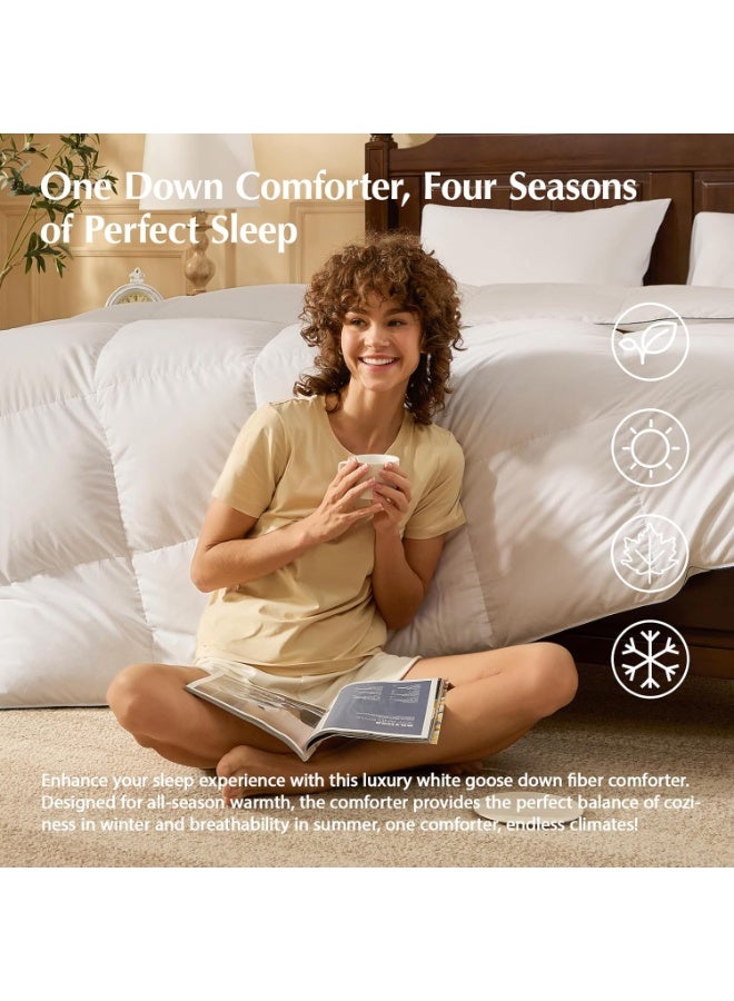 Eworld Ultra Luxe Goose Down Fiber Duvet, Soft & Fluffy White Comforter Quilt for a Warm and Cozy Night’s Sleep, for all beds, Made in UAE - Image 5