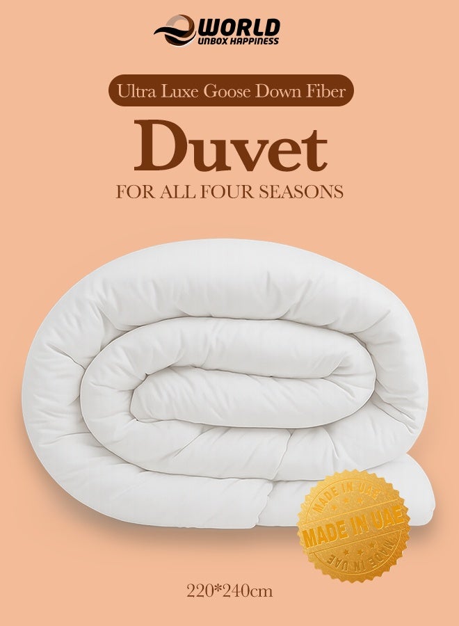 Eworld Ultra Luxe Goose Down Fiber Duvet, Soft & Fluffy White Comforter Quilt for a Warm and Cozy Night’s Sleep, for all beds, Made in UAE - Image 1