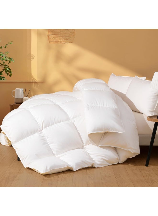 Eworld Ultra Luxe Goose Down Fiber Duvet, Soft & Fluffy White Comforter Quilt for a Warm and Cozy Night’s Sleep, for all beds, Made in UAE - Image 2