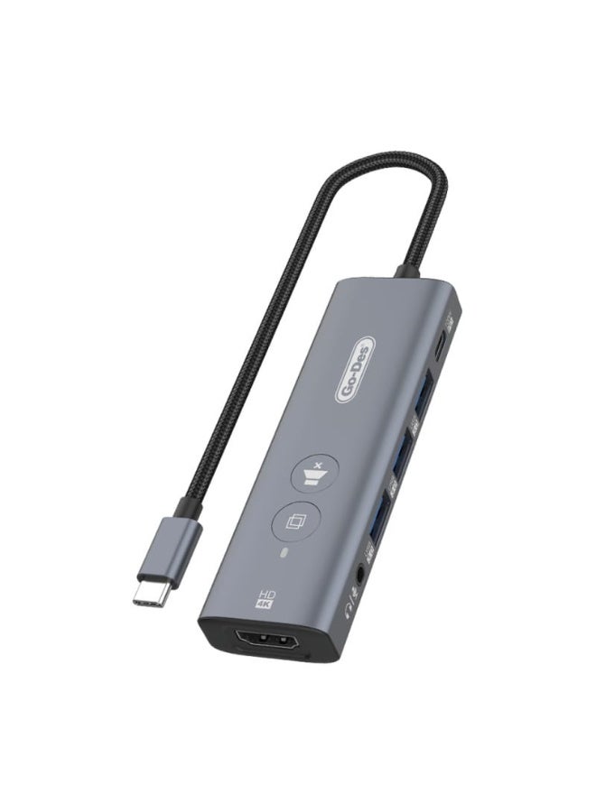GO-DES 6-in-1 Docking Station Multi-function USB-C to HDMI with Instant Screen off One Click Mute and 4K Ultra HD - Image 1