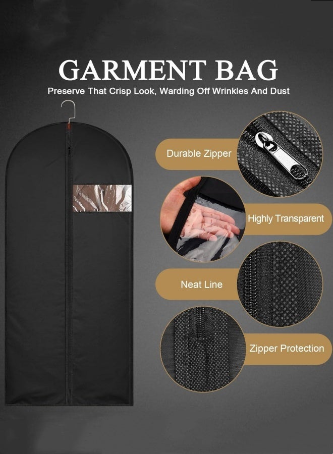 Optico Garment Bags, 5 Packs Dress Bags Suit Bags Clothes Covers with Visible Window EVA Coat Bags Breathable Suit Cover Bags with Zipper Clothes Suits Protector Bags for Hanging Clothes - Image 4