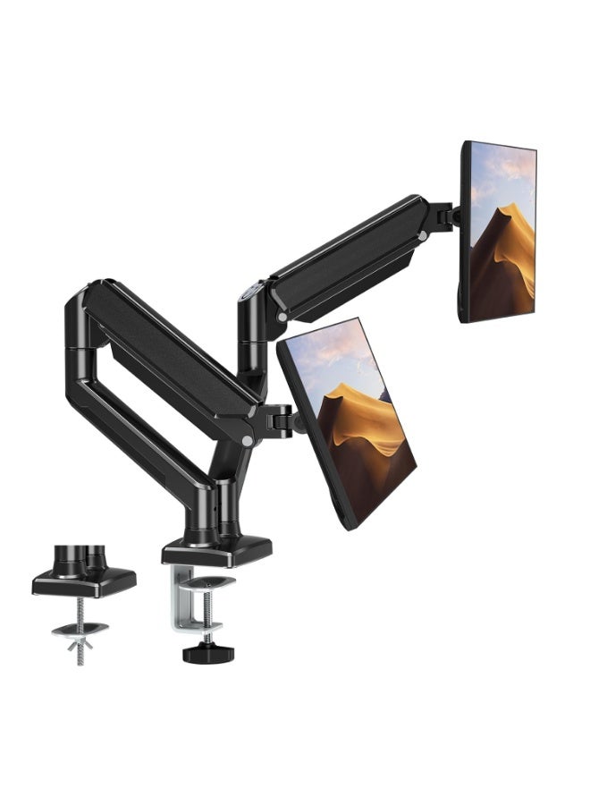 Aztech Dual Monitor Wall Mount Bracket - Double Computer Monitor Wall Mount With Two Height Adjustable Full Motion Arms Tilt up to 13"" - 32"" Inch Screens with 75, 100 VESA Patterns, 19.8 Lb Per Arm - Image 1