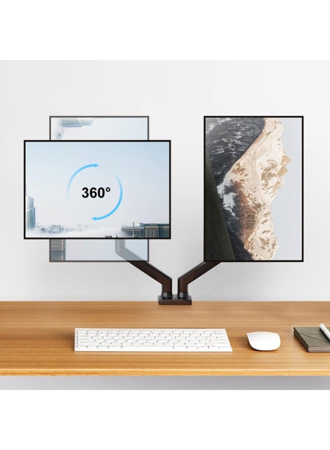 Aztech Dual Monitor Wall Mount Bracket - Double Computer Monitor Wall Mount With Two Height Adjustable Full Motion Arms Tilt up to 13"" - 32"" Inch Screens with 75, 100 VESA Patterns, 19.8 Lb Per Arm - Image 5