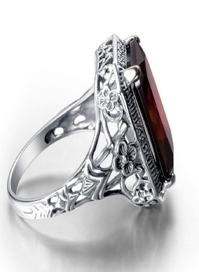 LRGKMCWTOB Elegant Huge Natural 3.5Ct Tanzanite 925 Silver Ruby Ring Women Wedding Engagement Size 6-10 (Size 7) - Image 3