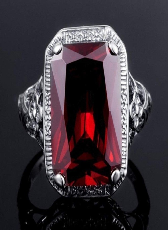 LRGKMCWTOB Elegant Huge Natural 3.5Ct Tanzanite 925 Silver Ruby Ring Women Wedding Engagement Size 6-10 (Size 7) - Image 4