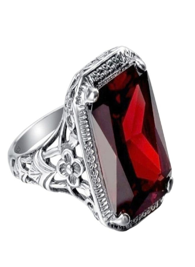 LRGKMCWTOB Elegant Huge Natural 3.5Ct Tanzanite 925 Silver Ruby Ring Women Wedding Engagement Size 6-10 (Size 7) - Image 1