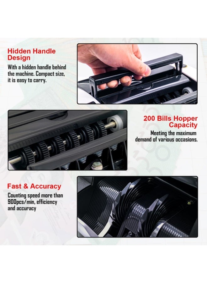 XiuWoo Money Counter Machine, Automatic Bill Counter Cash Counter Money Pcs Counting Machine with UV/MG Detection, Digital Display, Add/Batch Modes for Multi-Currency - Image 4