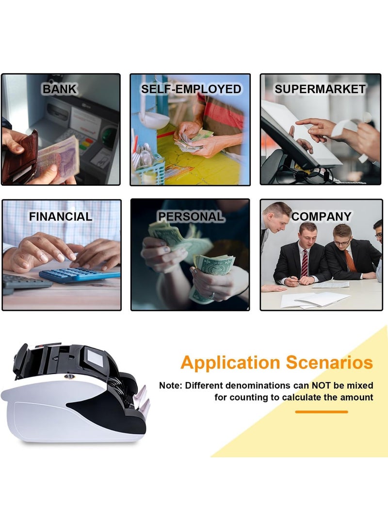 XiuWoo Money Counter Machine, Automatic Bill Counter Cash Counter Money Pcs Counting Machine with UV/MG Detection, Digital Display, Add/Batch Modes for Multi-Currency - Image 2