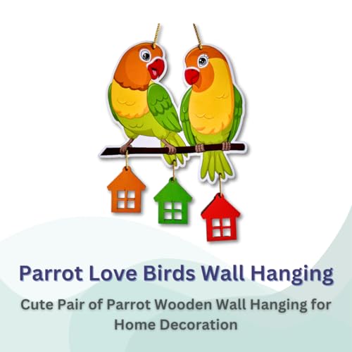 Gloridec Cute Parrot Love Birds Wooden Wall Hanging | Engineered Wood Decorative Door & Wall Art for Home, Garden Balcony, Office, Café & Festive Decor - Image 4