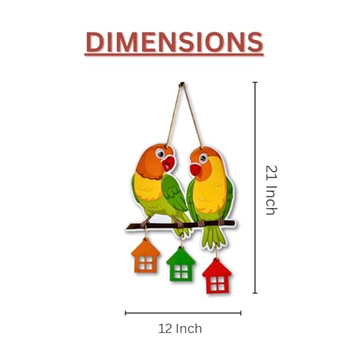 Gloridec Cute Parrot Love Birds Wooden Wall Hanging | Engineered Wood Decorative Door & Wall Art for Home, Garden Balcony, Office, Café & Festive Decor - Image 3