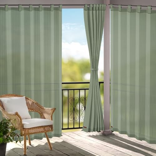 HIPPO 230 GSM Outdoor Sun Blocking Balcony Tab-Top Curtains Sun & UV Protection, Light Filtering 4.5FTX8FT Door Curtain (Moon-Stone) - Image 1