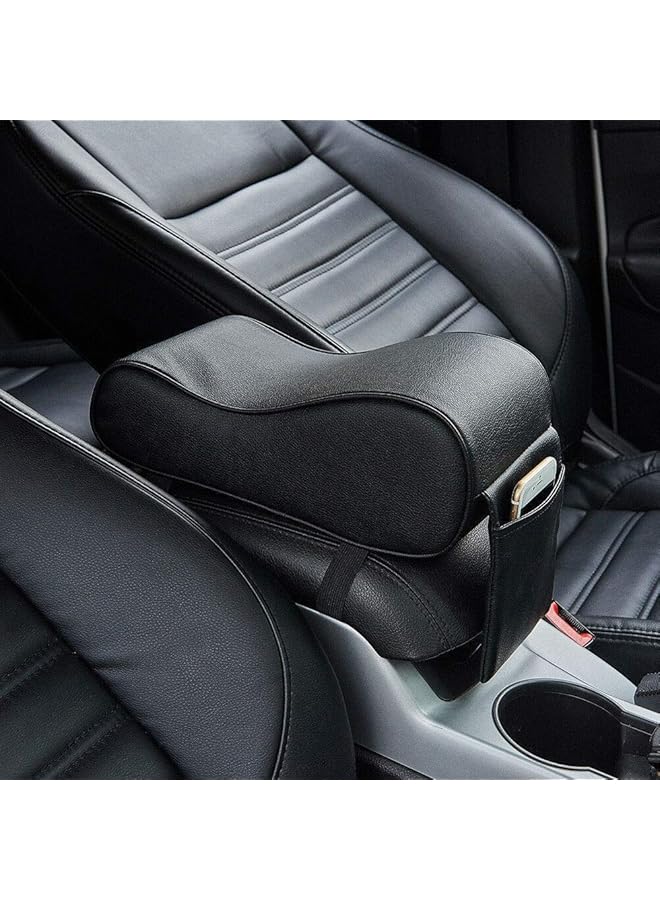 Generic Armrest Cushion,Memory Foam Car Armrest Pad,Auto Center Console Armrest Pillow With Phone Holder Storage Bag (Black)  - Image 1