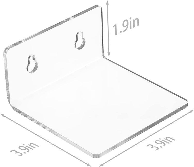 LUOBAO Acrylic Wall Shelves,Clear 4 inch Floating Shelves for Display,Ledges Pop Figures,Plant,Tiny Wall Mounted Transparent Shelf Small Invisible Shelves with Adhesive for Bedroom Living Room Decoration - Image 2
