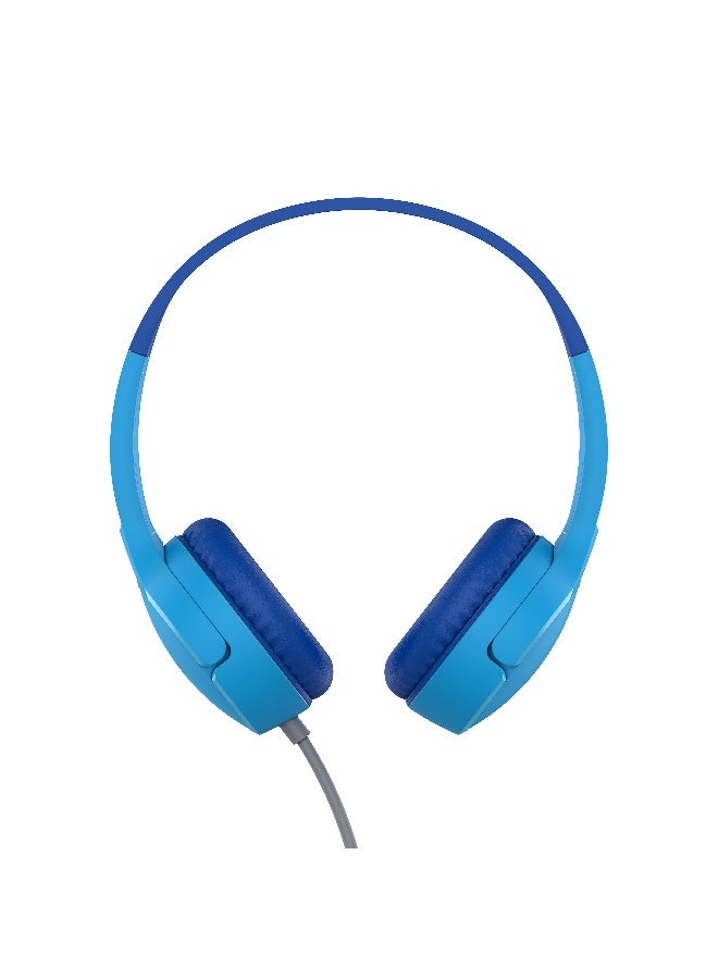 Belkin SoundForm Mini Kids Wired Headphones with USB-C to 3.5mm Dongle, Built-in Mic & Fun Stickers, 85dB Max Volume – for Online Learning, Travel, Compatible with iPhone, iPad, Galaxy, etc - Blue blue - Image 3