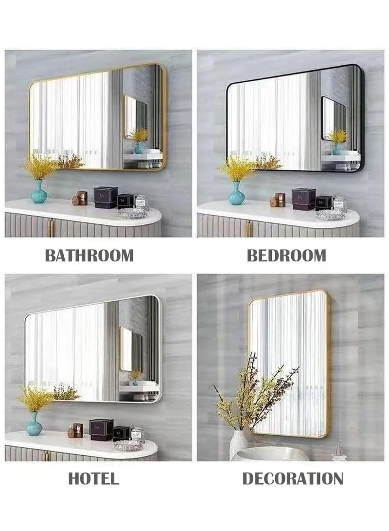 Generic Bathroom Mirror, Wall Mounted Rectangle Mirror with Metal Frame for Vanity Makeup, Modern Wall Mirror for Wall, Bathroom, Hallway, Living Room Wall Decor (Gold, 90*60cm)  - Image 5