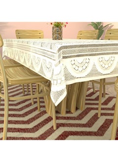 Kuber Industries Kuber Industries Dining Table cover 6 Seater|Table Cloth for 6 Seater Dining Table|Table Sheet for dining, Party, Events|Finest Cotton & Washable|Indoor and Outdoor Use 90x60 (Cream)  - Image 4