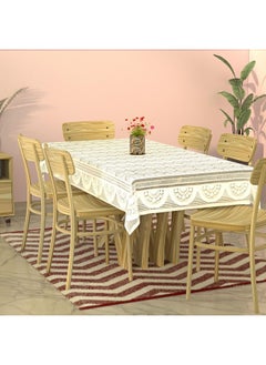 Kuber Industries Kuber Industries Dining Table cover 6 Seater|Table Cloth for 6 Seater Dining Table|Table Sheet for dining, Party, Events|Finest Cotton & Washable|Indoor and Outdoor Use 90x60 (Cream)  - Image 2