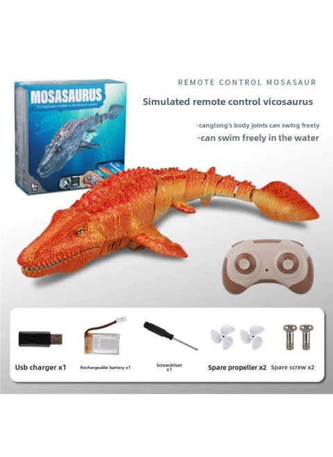 Water Remote Control Mechanical Python Rechargeable Water Remote Control Boat Electric Real Shark Python Model Children's Toys-Color:Original Mosasaurus-orange Upgraded Water Spray + Light + Extension-Specifications:A Total Of About 30 Minutes Of Use