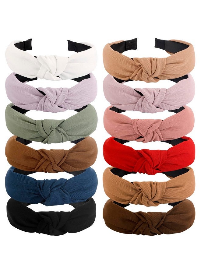 Velscrun 12 Pack Headbands For Women Gilrs White Fashion Pink Knotted Head Bands Solid Red Headband Non Slip Hair Band For Women'S Thin Thick Short Hair Face Wash Hair Accessories Gifts For Women - Image 1