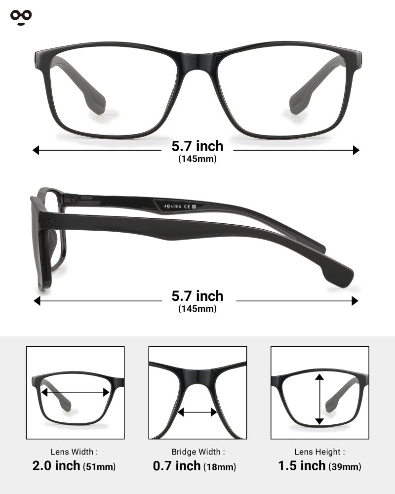 JOLISU 4 Pack Reading Glasses for Men Blue Light Blocking with Spring Hinge, Anti Eyestrain/UV Large Wide Square Readers for Men +2.00 - Image 2