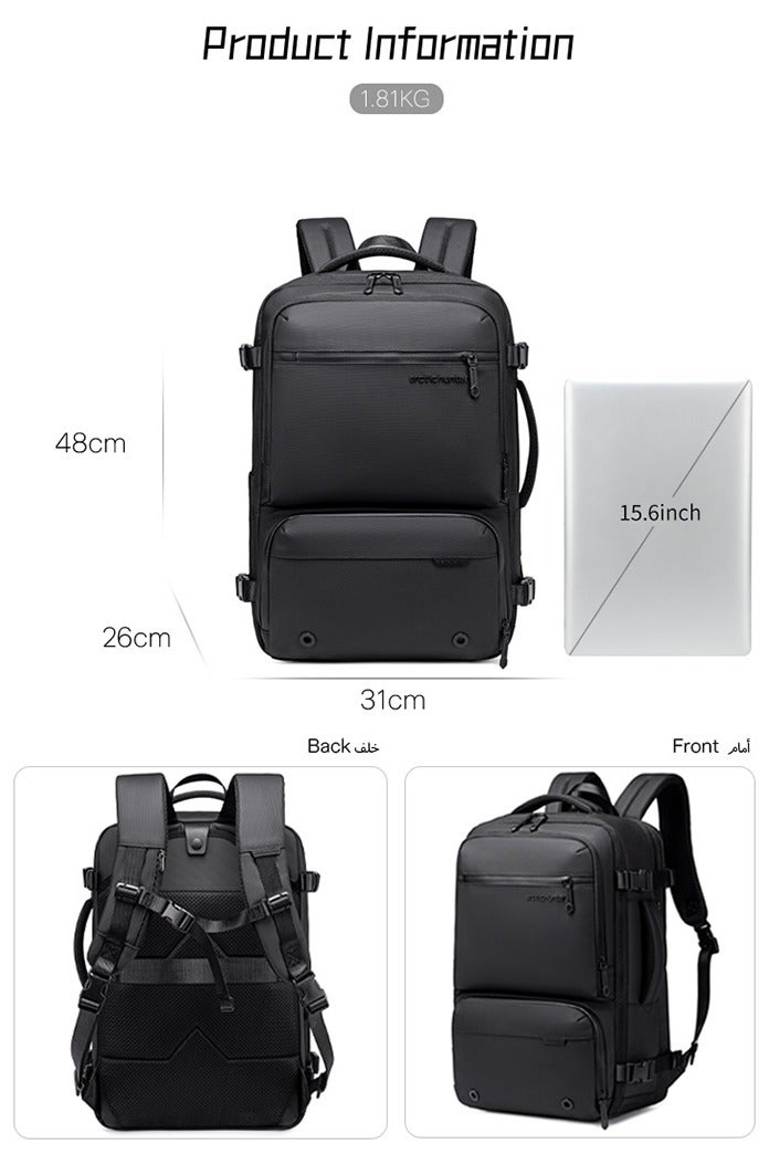 ARCTIC HUNTER School Laptop Bag, Business Travel Durable Office Work Shoulder Bag with Laptop Compartment for Men, Black - Image 3