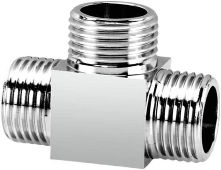 Brass Three-Way Splitter Faucet Connector - Durable All-Brass Water Pipe Fittings for Live Connection, Dual Outlet Joint - Image 1