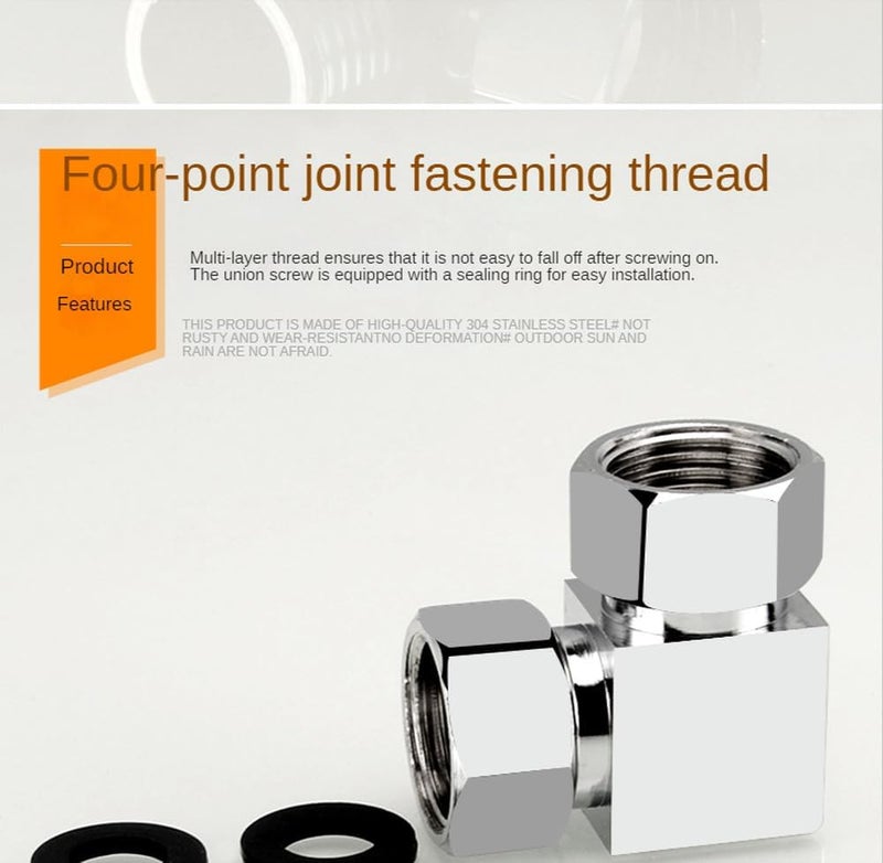 Brass Three-Way Splitter Faucet Connector - Durable All-Brass Water Pipe Fittings for Live Connection, Dual Outlet Joint - Image 4