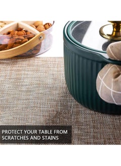 TOMSHOO Placemats Set of 4, Heat-Resistant Woven Vinyl Placemat, Non-Slip Washable PVC Table Mat, Plastic Table Mats for Dining Table, Kitchen Table 30x45 cm Beige  - Image 2