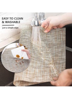 TOMSHOO Placemats Set of 4, Heat-Resistant Woven Vinyl Placemat, Non-Slip Washable PVC Table Mat, Plastic Table Mats for Dining Table, Kitchen Table 30x45 cm Beige  - Image 4