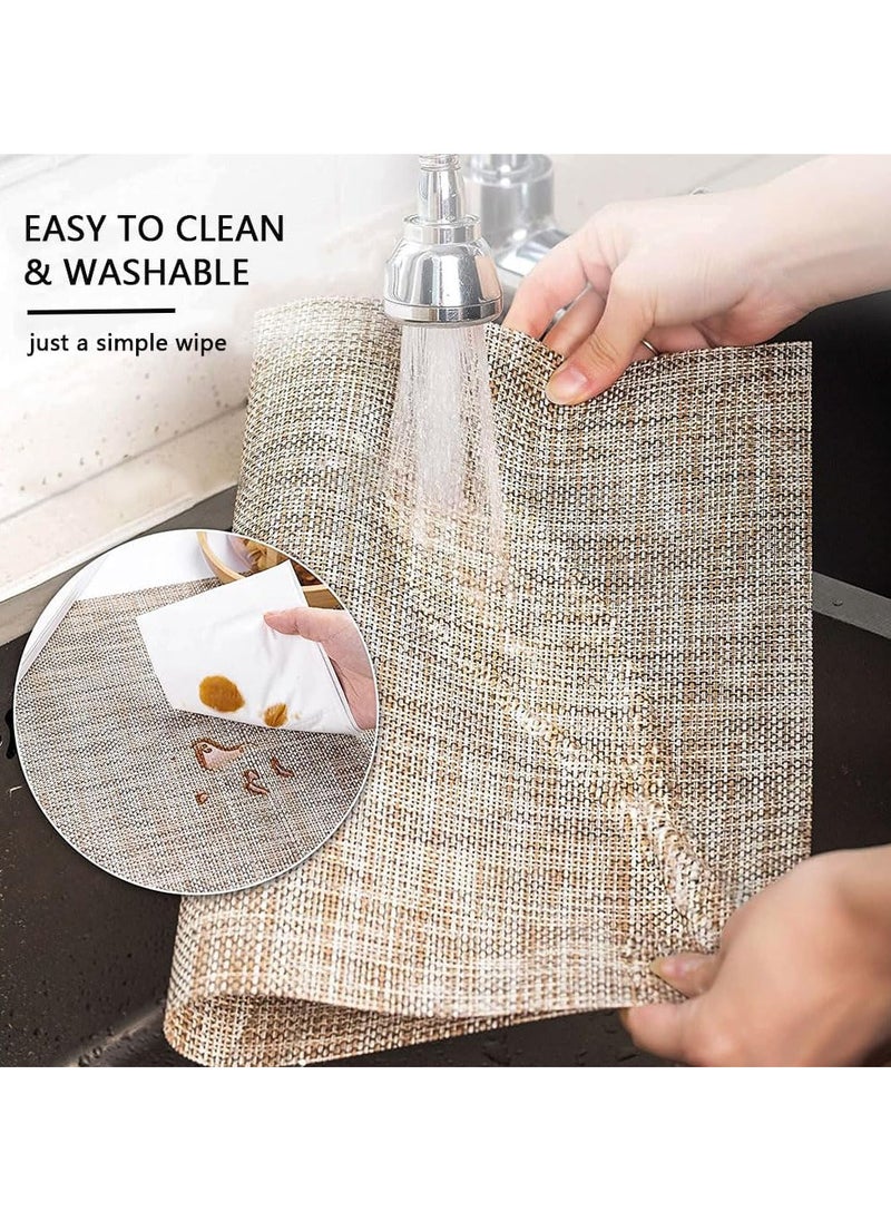 TOMSHOO Placemats Set of 4, Heat-Resistant Woven Vinyl Placemat, Non-Slip Washable PVC Table Mat, Plastic Table Mats for Dining Table, Kitchen Table 30x45 cm Beige  - Image 4