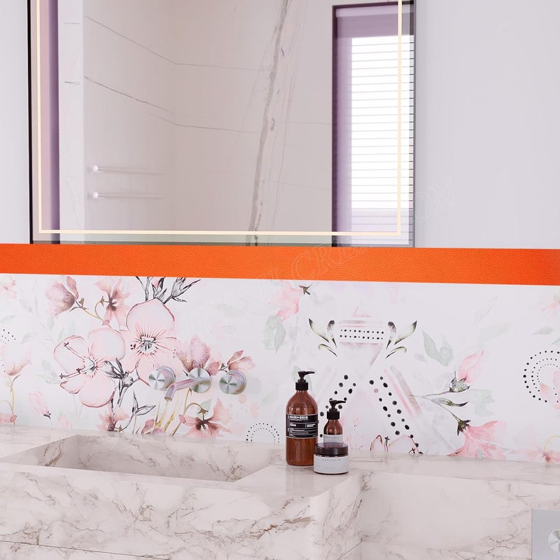 MUNIKESH CREATION Dark Orange Colour Wallpaper Border Peel and Stick Dark Orange Contact Paper for Countertops Border, Wall Corners Stickers and Wall Decor Waterproof Self Adhesive 4x240 Inch - Image 2