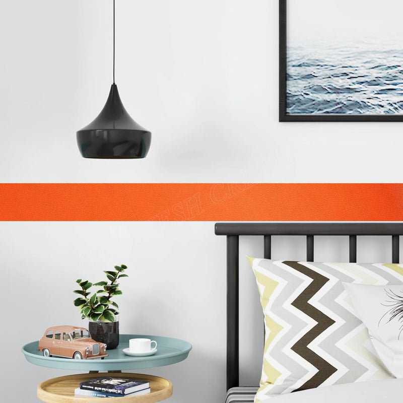 MUNIKESH CREATION Dark Orange Colour Wallpaper Border Peel and Stick Dark Orange Contact Paper for Countertops Border, Wall Corners Stickers and Wall Decor Waterproof Self Adhesive 4x240 Inch - Image 4