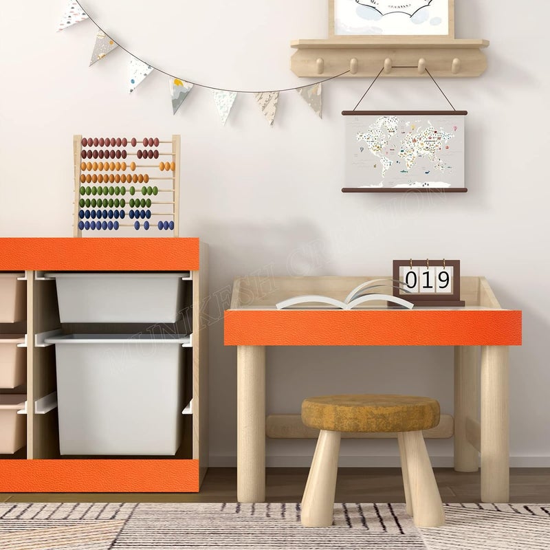 MUNIKESH CREATION Dark Orange Colour Wallpaper Border Peel and Stick Dark Orange Contact Paper for Countertops Border, Wall Corners Stickers and Wall Decor Waterproof Self Adhesive 4x240 Inch - Image 5