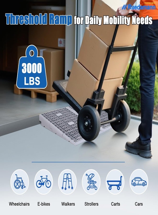 Ruedamann 2" Rise Modular Threshold Ramps for Doorways, 3000 Lbs Load Capacity Ramps for Wheelchairs for Home, Solid Plastic Portable Wheelchair Ramp for Door Thresholds and Cars, 2 PCS - Image 3